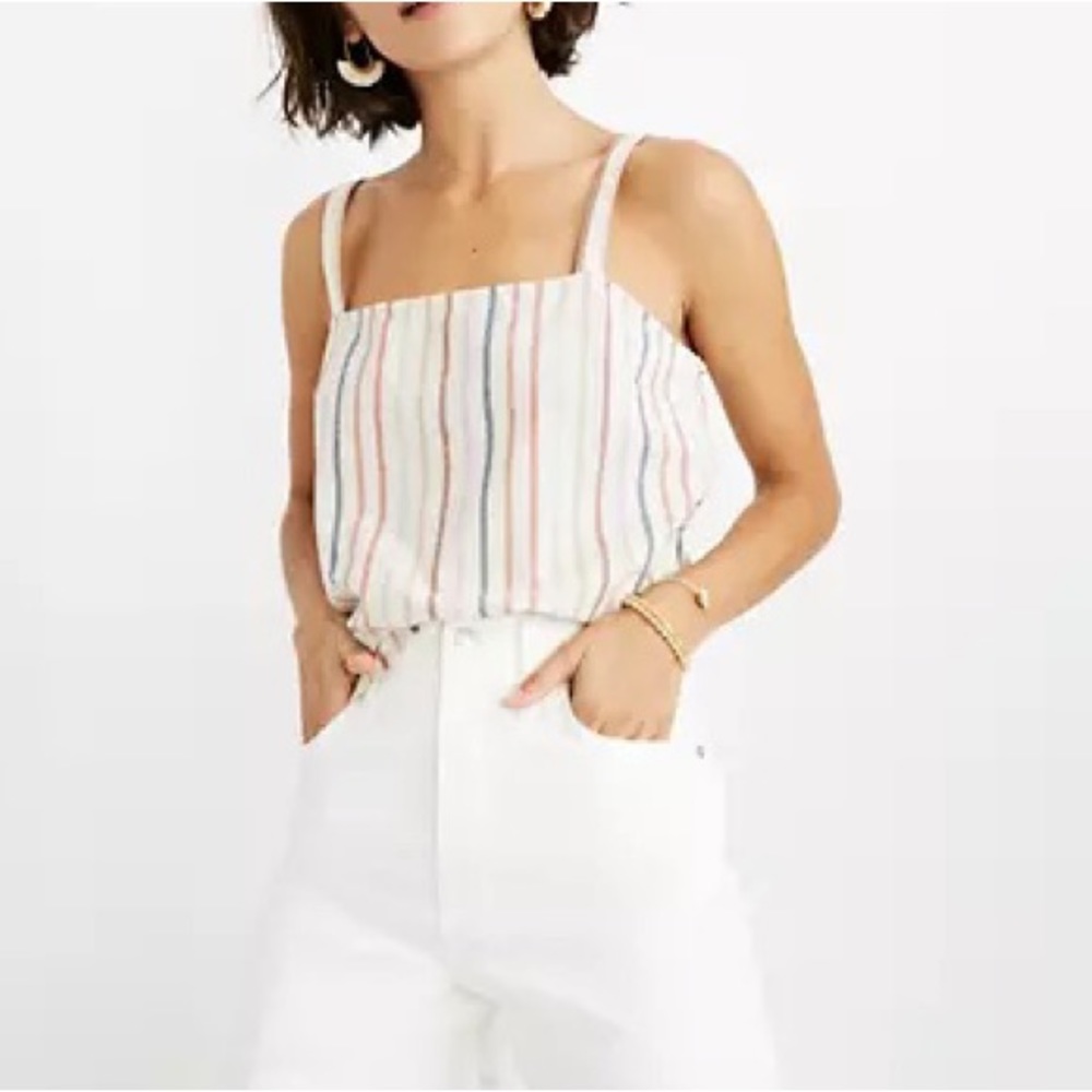 Madewell Side-Button Cami Top in Flecked Rainbow Stripe